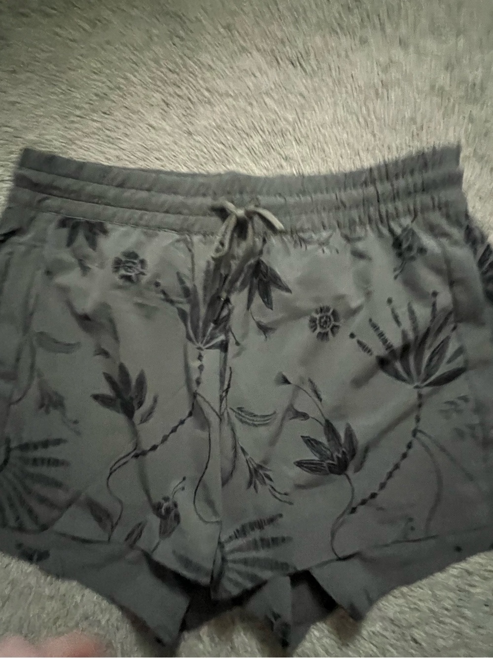 Athleta Green Gray Floral Running Shorts